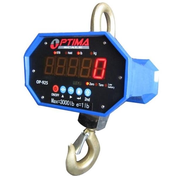 Optima Scales Optima Scales OP-925A-6000 Heavy-Duty Crane Scale - 6000 lbs x 2 lb. LED Display OP-925A-6000 - main